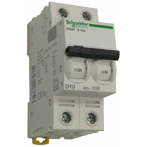 Автоматический выключатель Schneider Electric iC60H 2Р D 10A 10кА A9F85210 серия ACTI 9 ток расцепления D 10 ампер 2 полюса 10 килоампер