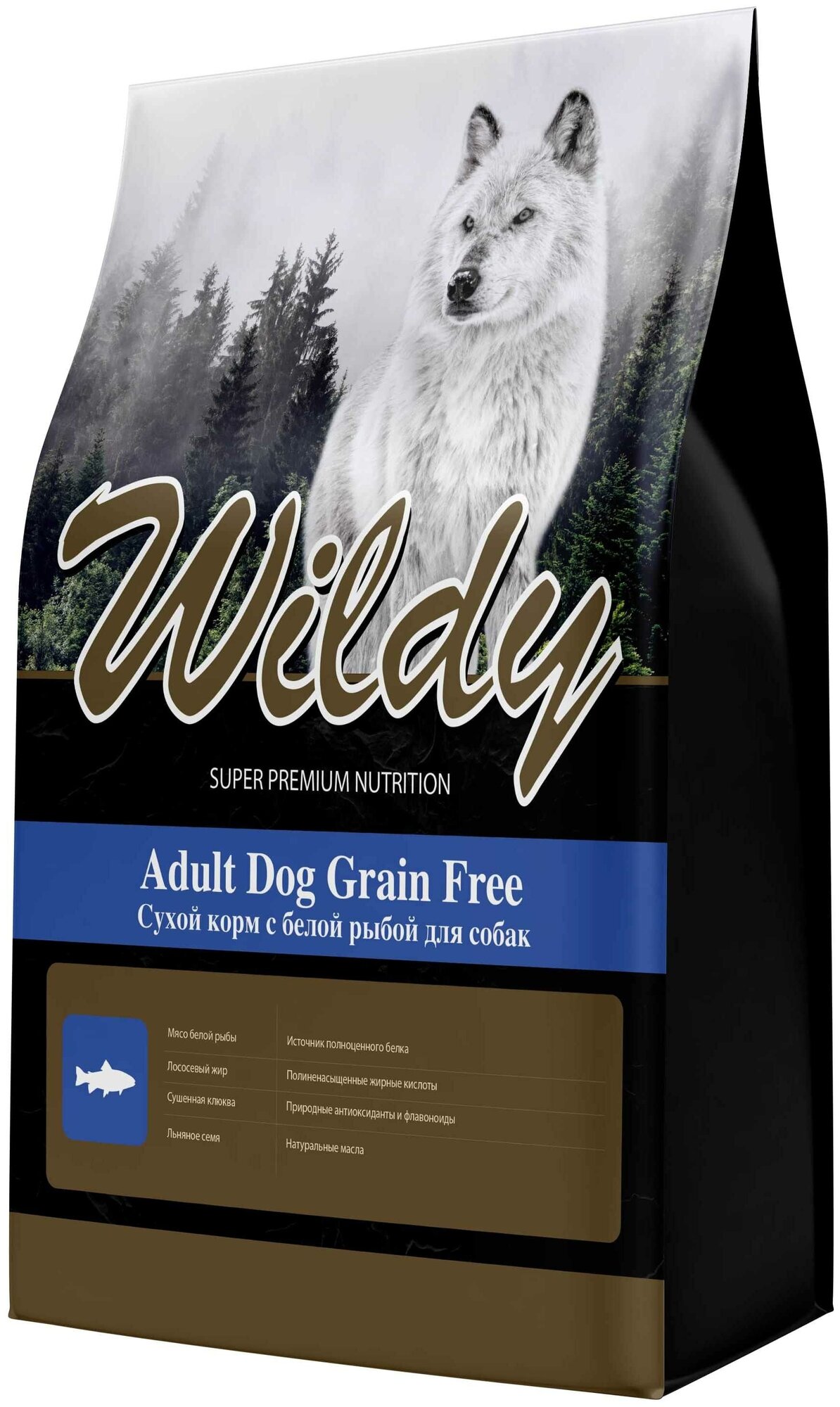 Сухой корм Wildy Adult Dog Grain Free для собак с белой рыбой 3кг