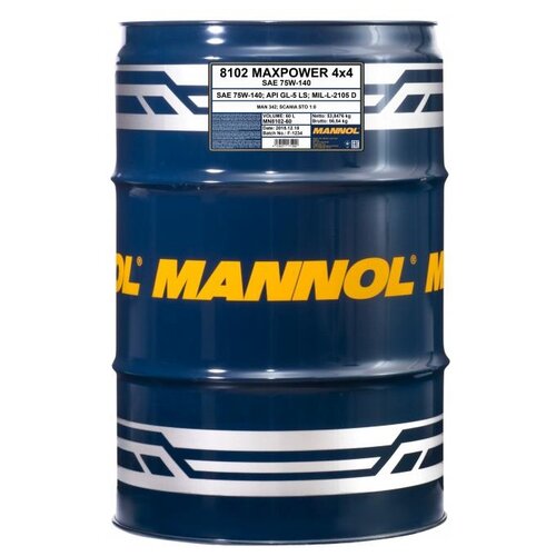 фото Трансмиссионное масло mannol maxpower 4x4 75w-140 60 л 56.5 кг