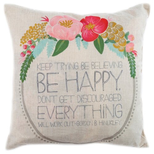 фото Чехол для подушки Pastel Be happy 45х45 см (1315522) бежевый