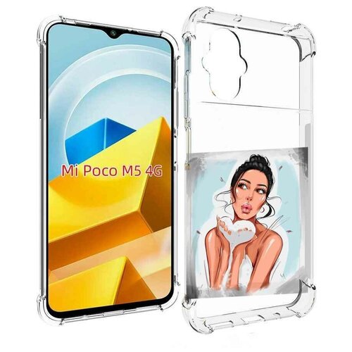 Чехол MyPads девушка-с-пеной женский для Xiaomi Poco M5 задняя-панель-накладка-бампер