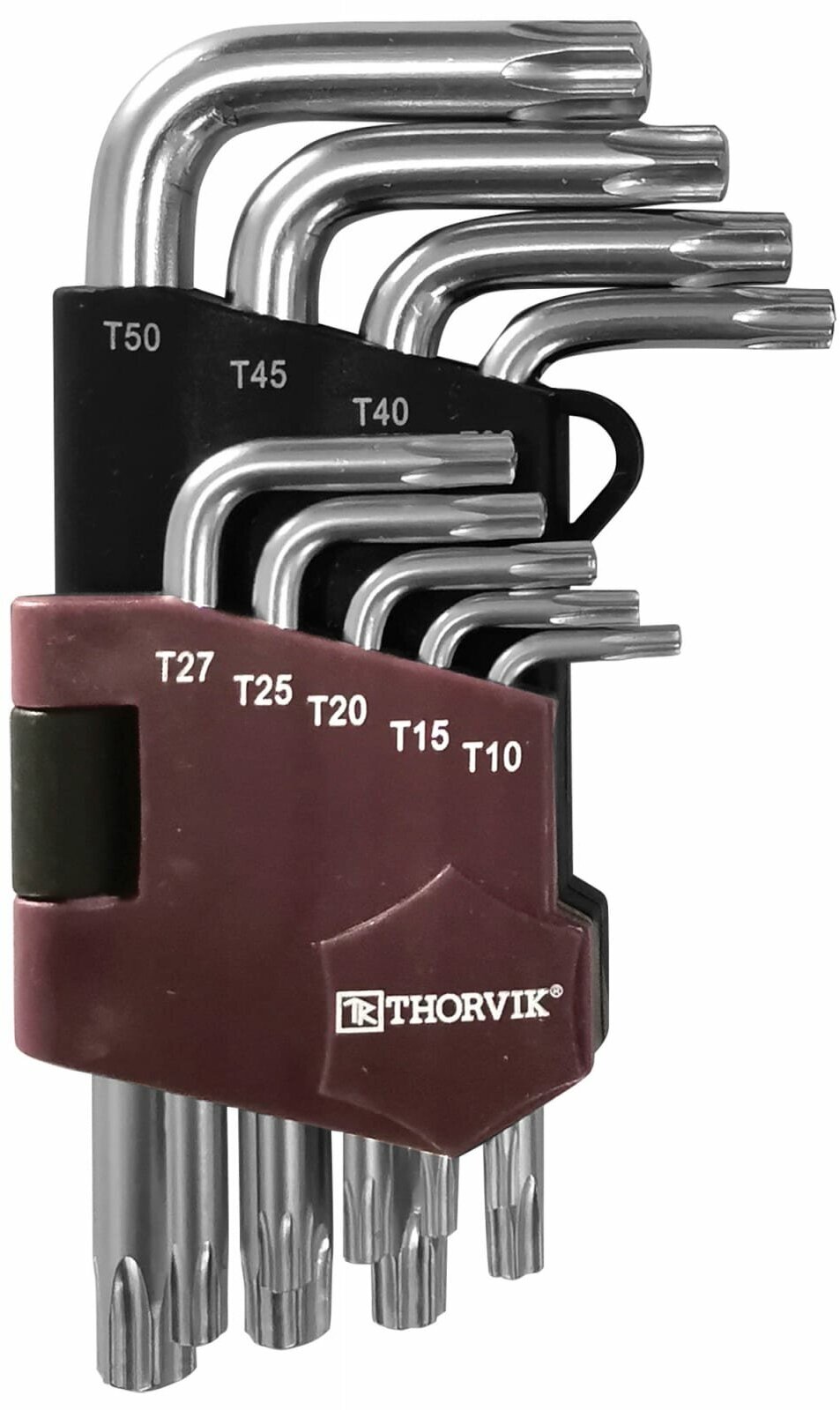 Набор ключей торцевых T-TORX® коротких с центрированным штифтом Т10H-T50H 9 предметов Thorvik TTKS9S