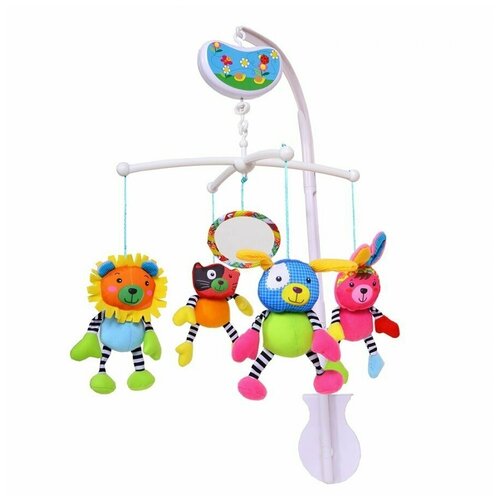 Музыкальный мобиль Biba Toys Счастливые животные механический мобиль biba toys jf357 мои друзья из джунглей разноцветный