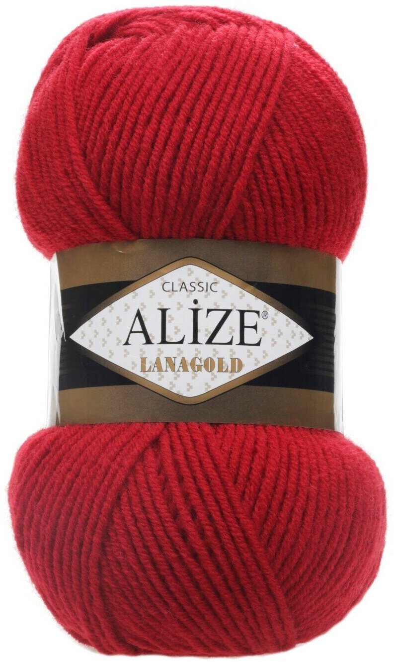 Пряжа Alize Lanagold (Ланаголд) - 2 шт Цвет: 56 красный 49% шерсть, 51% акрил 100г 240м