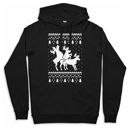 фото Толстовка design heroes с новогодним узором / неприличные олени женская черная 54