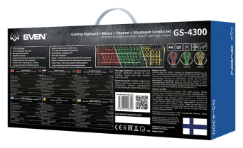 Игровой набор клавиатура+мышь+гарнитура+коврик GS-4300 (104 кл.+12Fn, 8 смен. кл., 200-4800DPI)