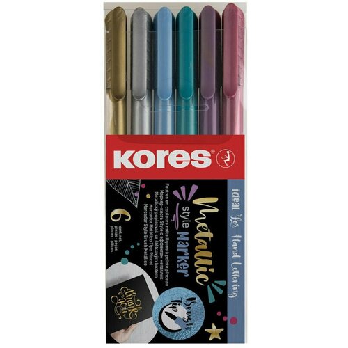 Набор маркеров Kores Metallic Style 6 цветов (толщина линии 1-5 мм), 1536770