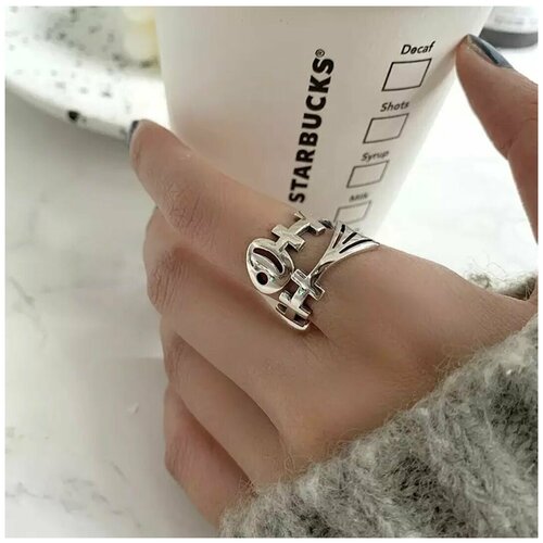 фото Женское стильное кольцо в виде скелета рыбы незамкнутое в серебрении filimati