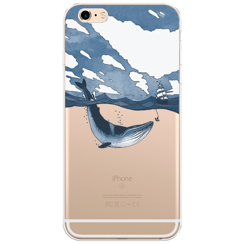 Силиконовый чехол на Apple iPhone 6 Plus/6S Plus / Айфон 6 Плюс/Айфон 6С Плюс Большой кит, прозрачный силиконовый чехол на apple iphone 6 plus 6s plus айфон 6 плюс айфон 6с плюс мама права прозрачный