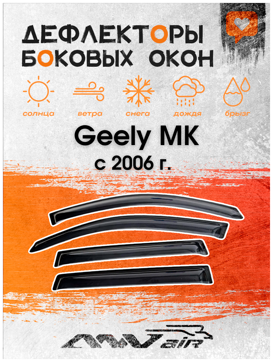 Дефлекторы боковых окон на Geely MK с 2006 г.