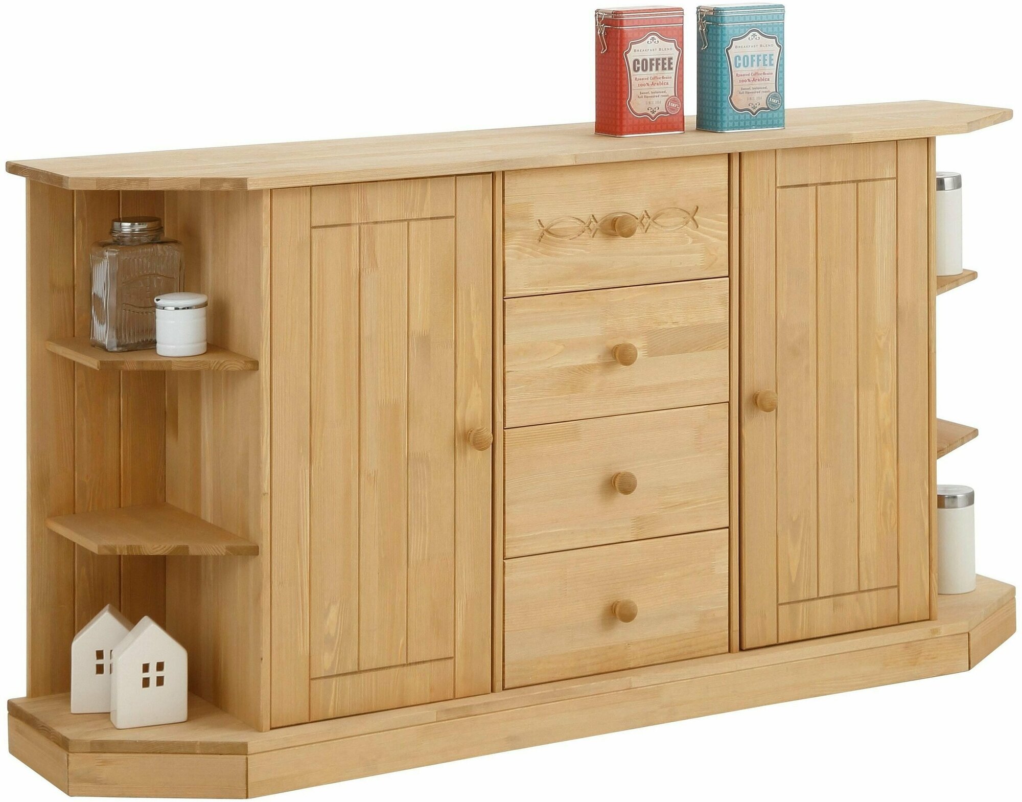 фото Комод Индра двухдверный 4 ящика (бежевый)