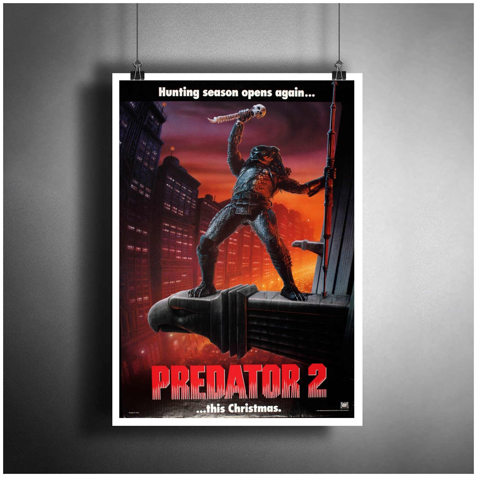 Постер плакат для интерьера "Фильм: Хищник. Predator"/ Декор дома, офиса, комнаты A3 (297 x 420 мм)