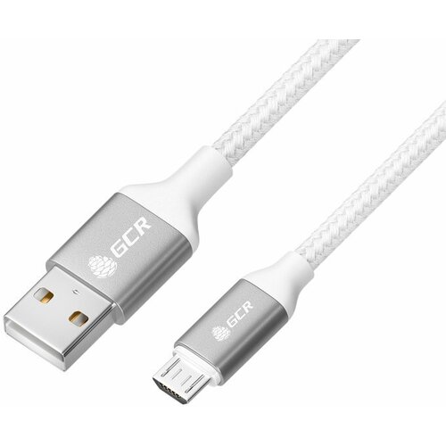 Аксессуар GCR QC USB - MicroUSB 0.5m Silver-White GCR-52462