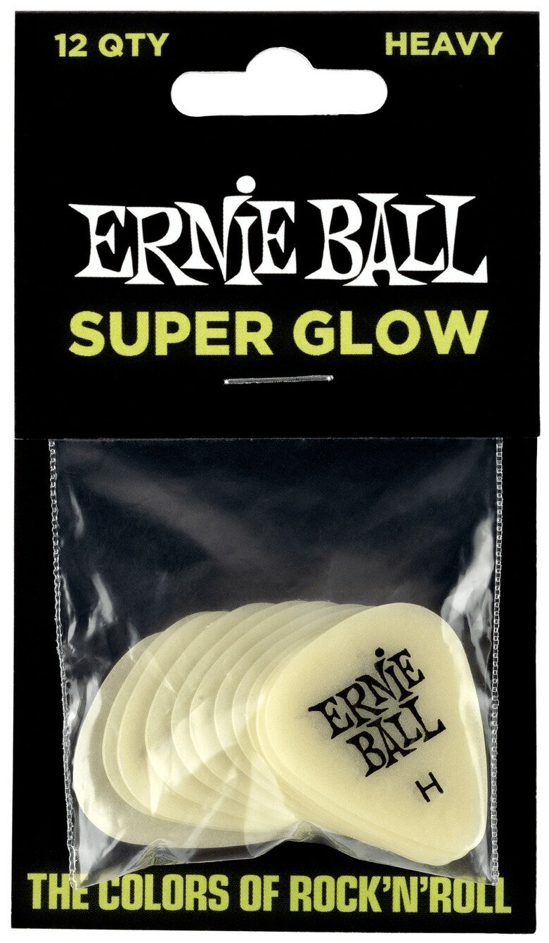 Медиаторы Ernie Ball 9226 Super Glow, 0.94 мм, 12 штук, светятся в темноте