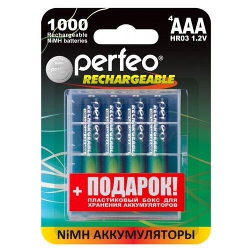 фото Аккумулятор perfeo aaa1000mah/4шт+box