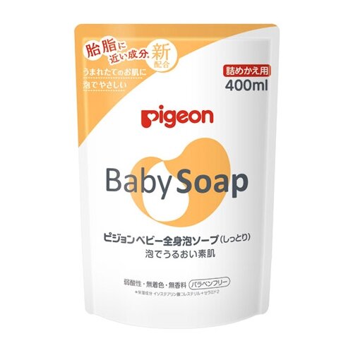 фото Мыло-пенка для детей pigeon baby foam soap с гиалуроновой кислотой и керамидами возраст 0+ мягкая упаковка 400мл