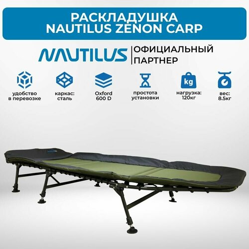 Кровать карповая Nautilus Zenon Carp 80x208см нагрузка до 120кг nautilus total carp chair 48 39 68см до 120кг