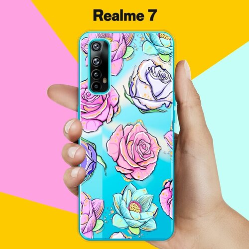 Силиконовый чехол на realme 7 Розы / для Реалми 7