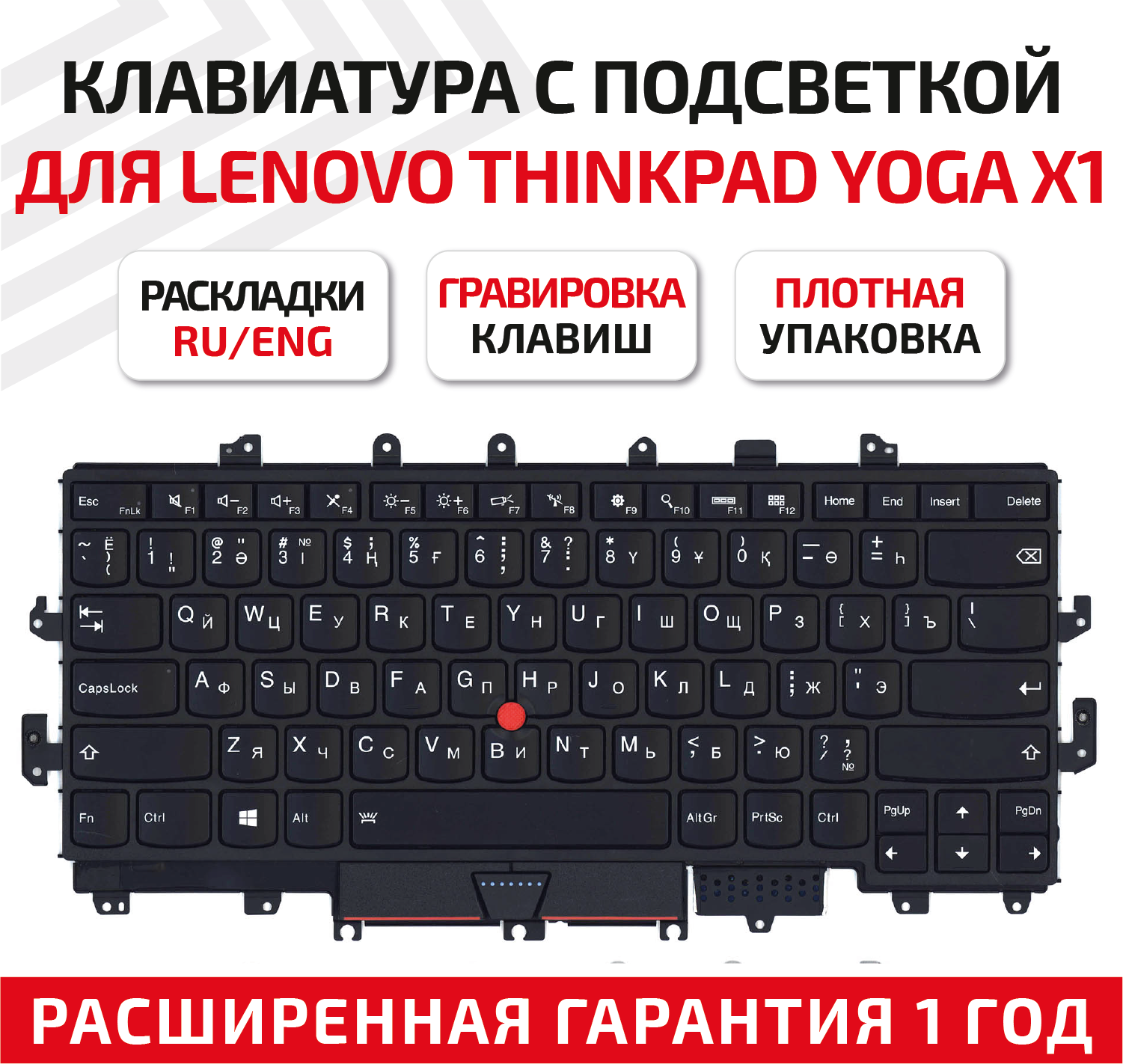 Клавиатура (keyboard) 00JT881 для ноутбука Lenovo ThinkPad Yoga X1 1st Gen 2016 черная с рамкой и подсветкой