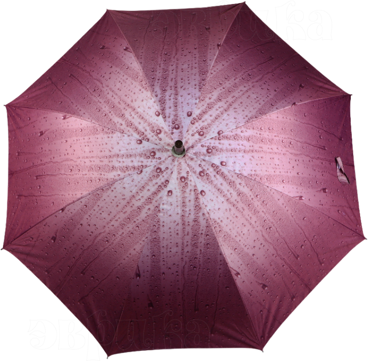Зонт Дождь красный Эврика, зонт-трость женский, с каплями дождя, 8 спиц, диаметр купола 100 см