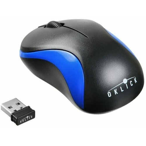 Мышь OKLICK 605SW черныйсиний оптическая 1200dpi беспроводная USB 85700₽