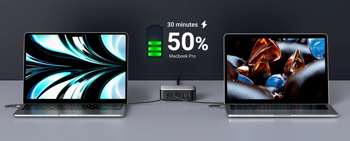 Зарядное устройство сетевое UGREEN 40914_ 2*USB Type-A, 4*USB Type-C, 200W, цвет: черный - фото №10