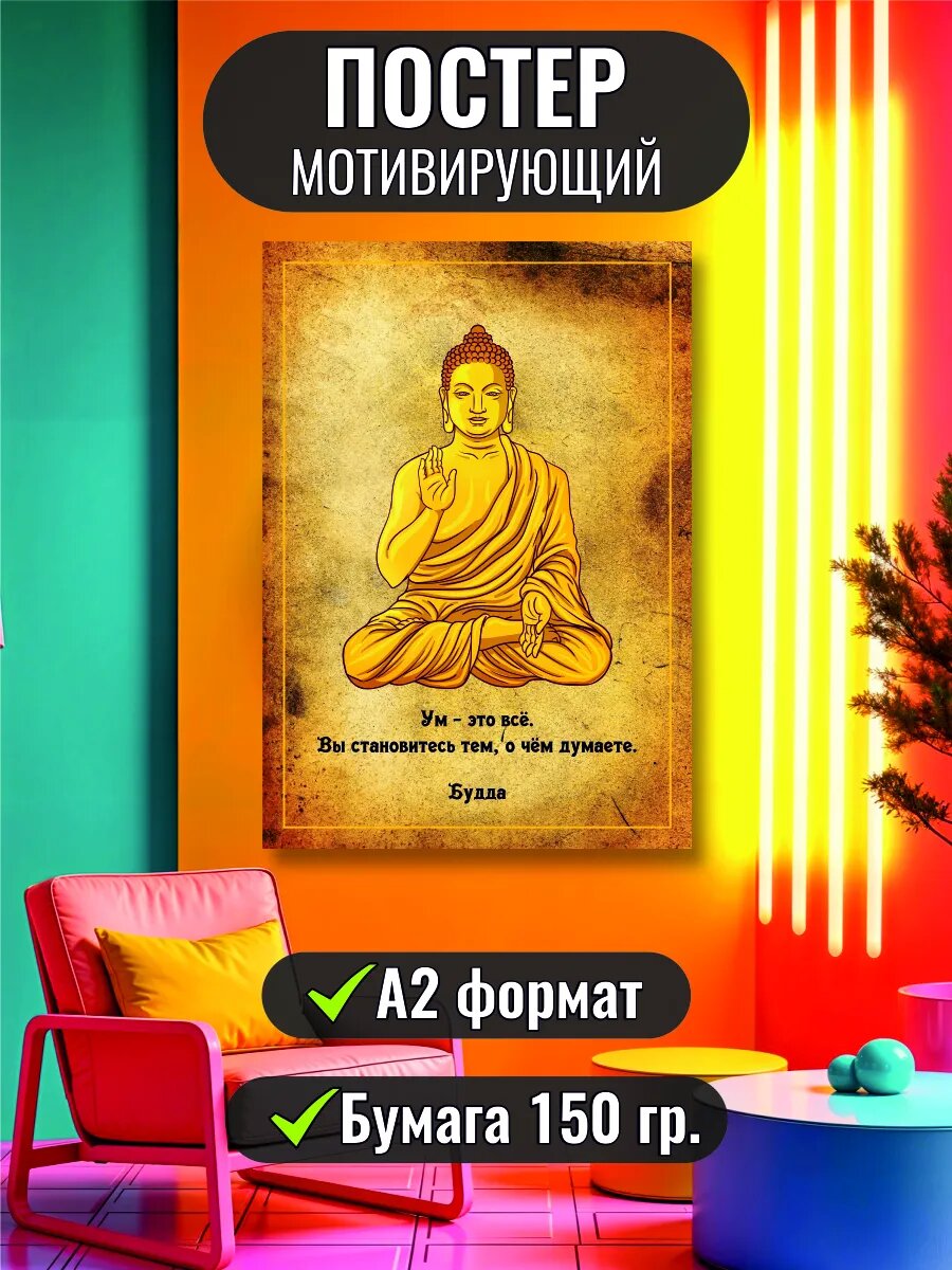 Мотивирующий постер на стену Будда