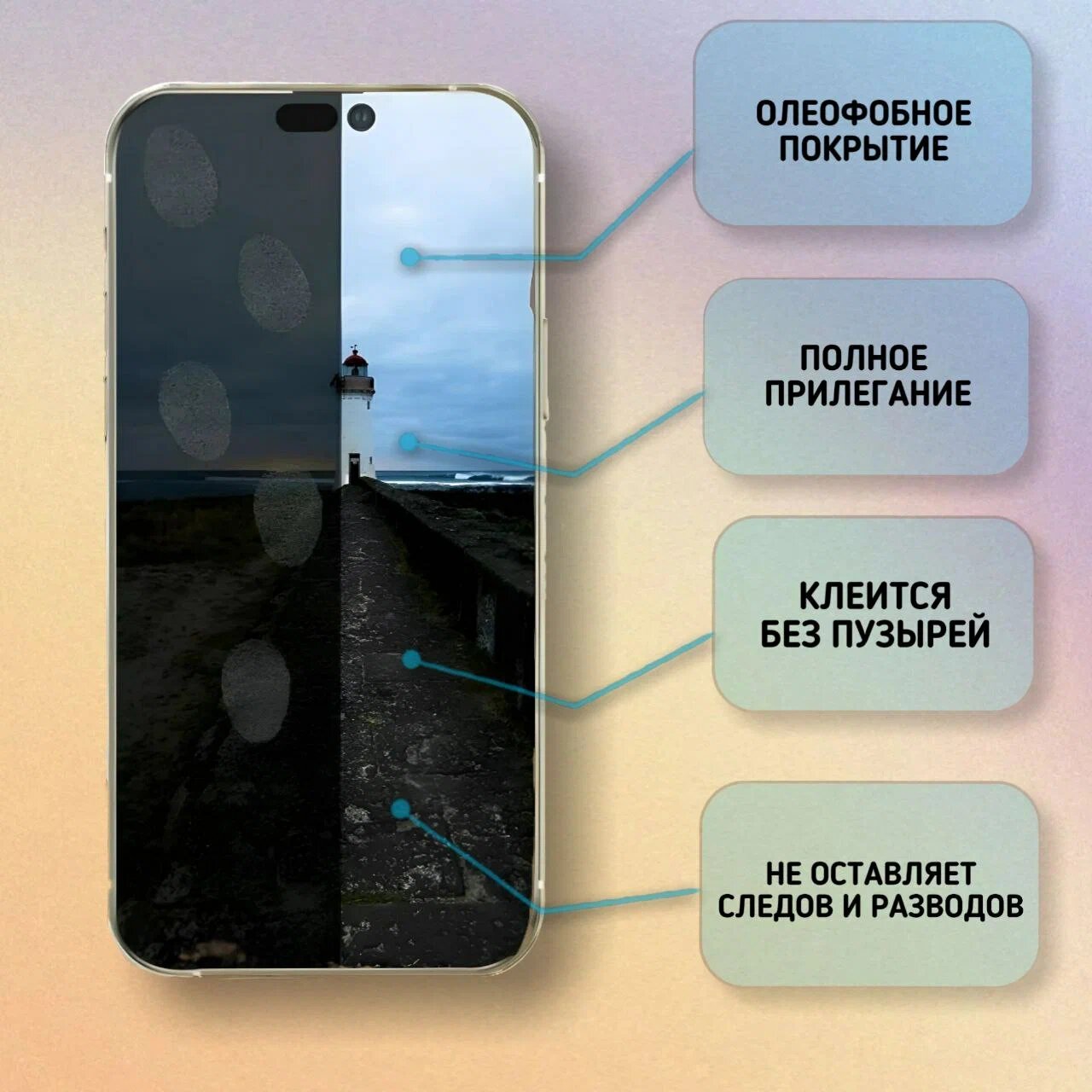 Защитное стекло для iPhone 14 Pro Max/Айфон14 Про Макс матовое, полное покрытие — фото 1