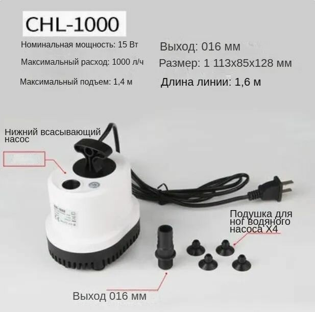 Насос с нижним забором воды SunSun CHL-1000