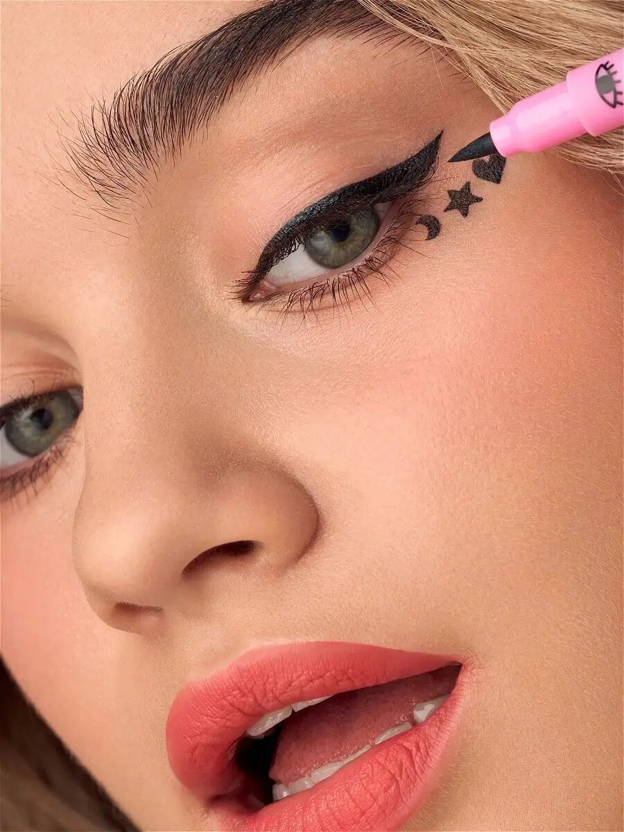 7DAYS Подводка для глаз, фломастер, жидкая, штамп CUTE, 209 Eyeliner&Star black stamp — фото 1