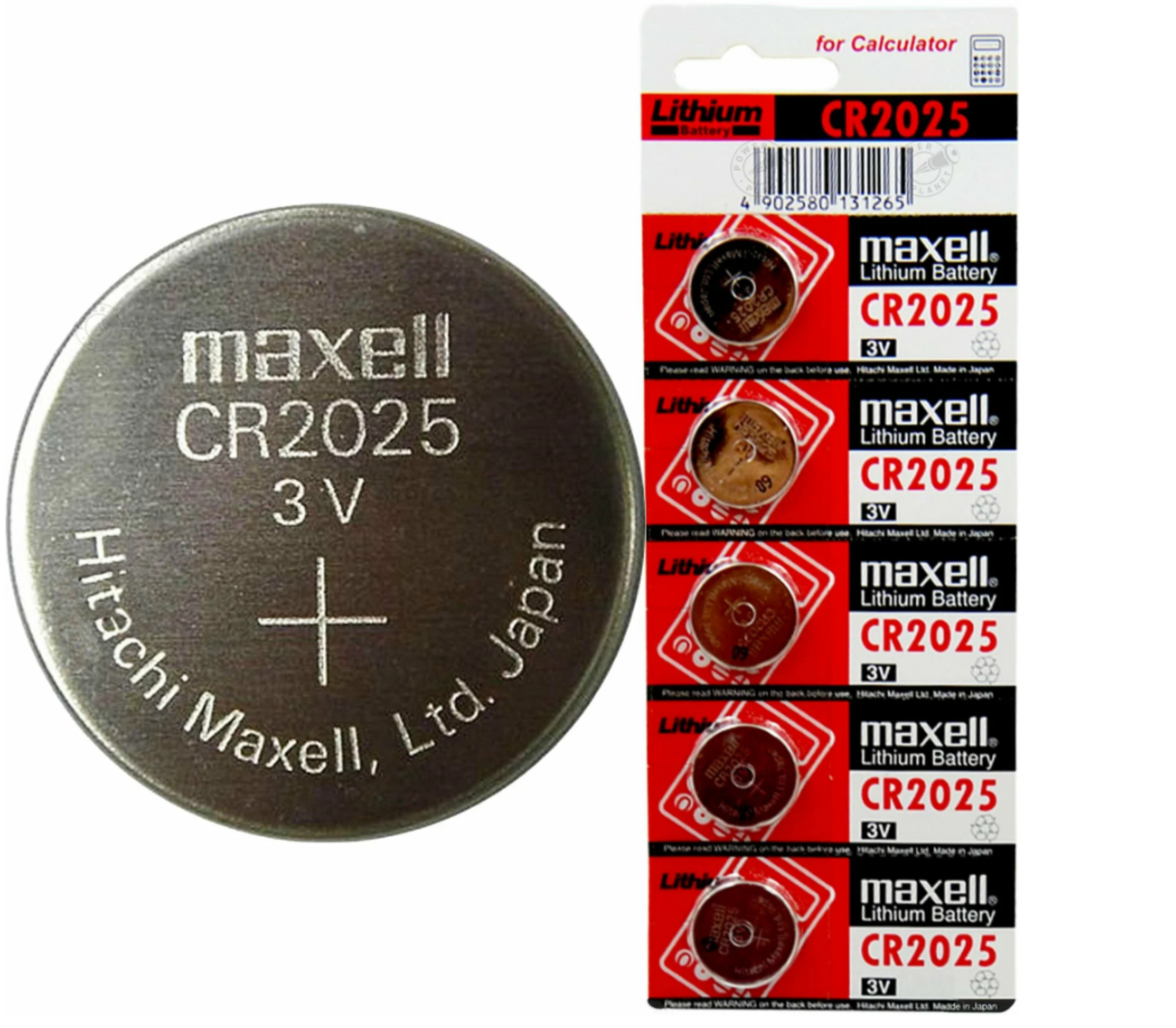 Батарейкa MAXELL типоразмер CR2025, 3 В, литиевая, 5 штук в блистере