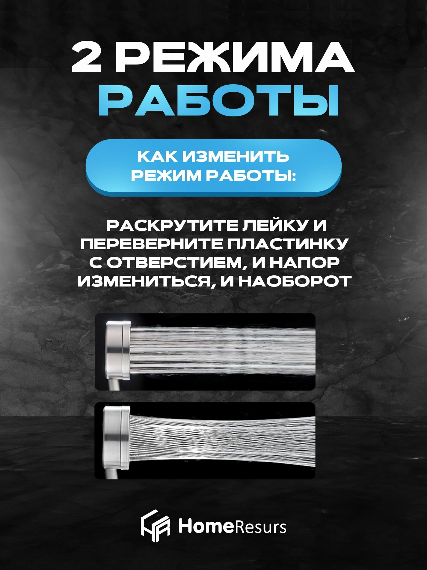 Лейка для душа металлическая, С фильтром, Массажная с режимами, Водосберегающая — фото 1