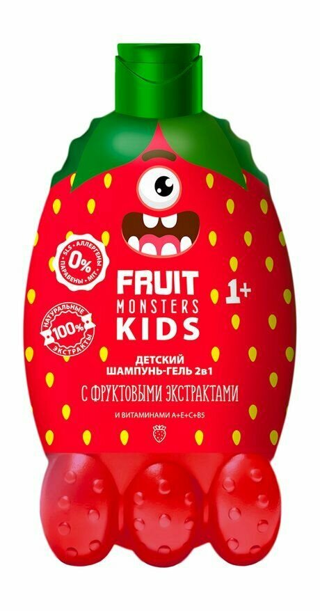 MEGA MONSTERS Шампуньгель 2в1 детский Лесные ягоды Фрутомонстры 400 мл