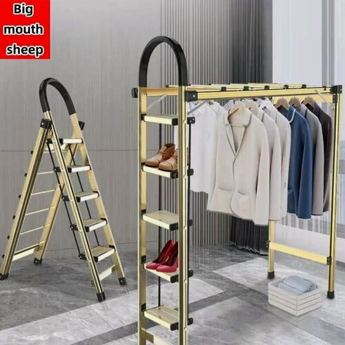 Изображение товара Стремянка 4 ступени Многофункциональная, раскладывающаяся и может использоваться в качестве сушилки