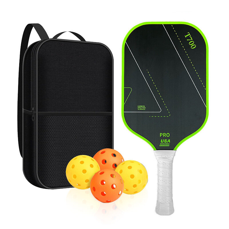 Ракетка-подборщик PickleballPaddie16, ткань с рисунком, матовая, углеродное волокно, зеленый