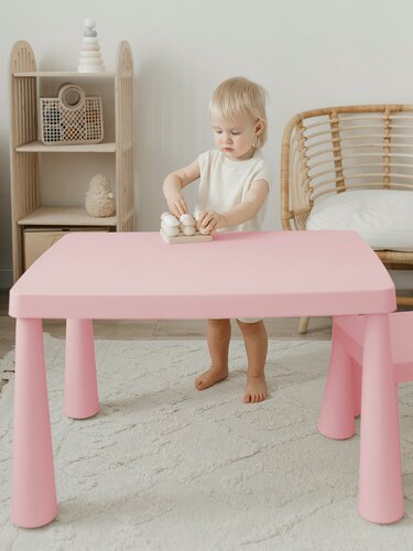Изображение товара Детский стол BABYROX "MINI", скандинавский дизайн, нежно-розовый, экологичный пластик
