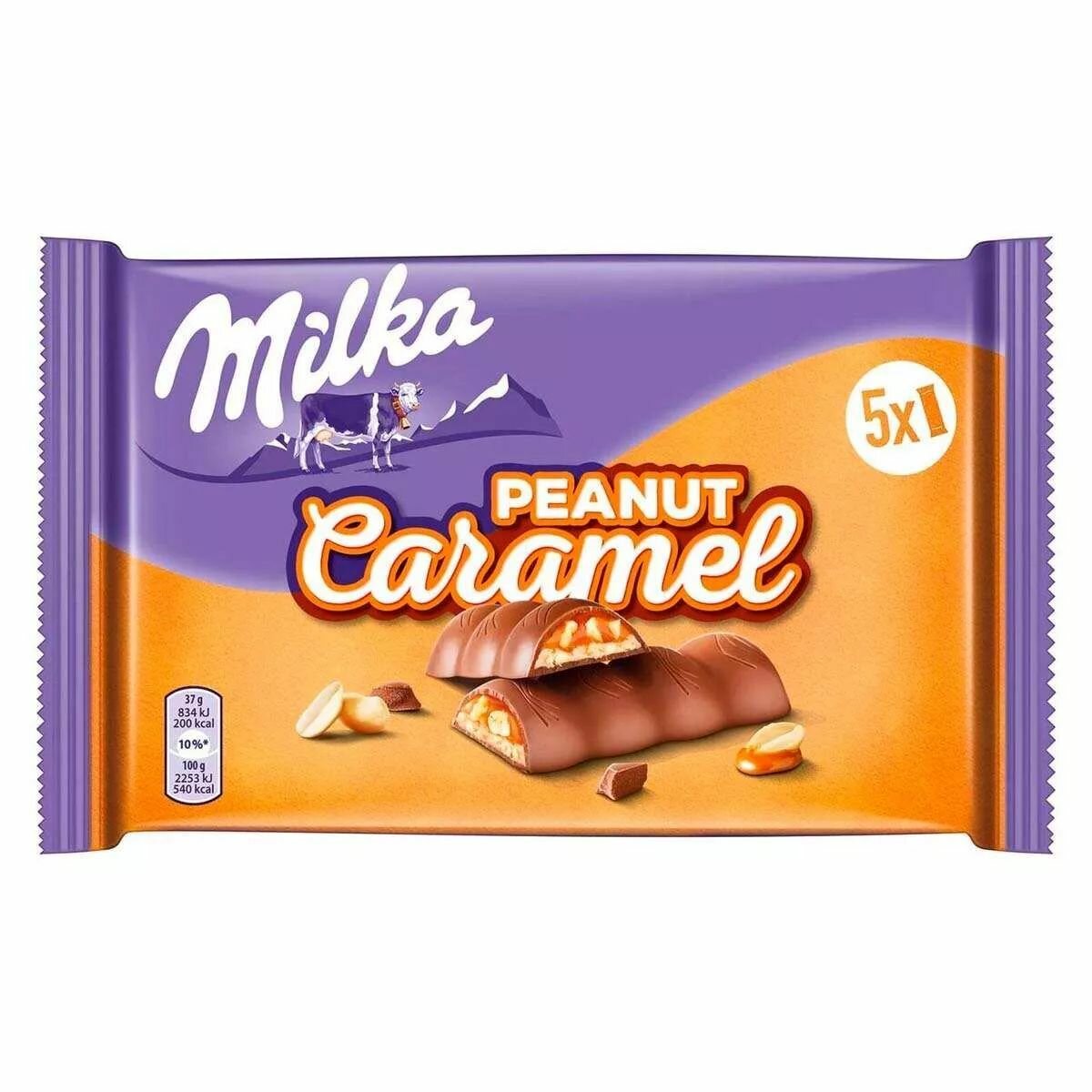 Батончик Milka Riegel Peanut Caramel Карамель 5er, 185 гр