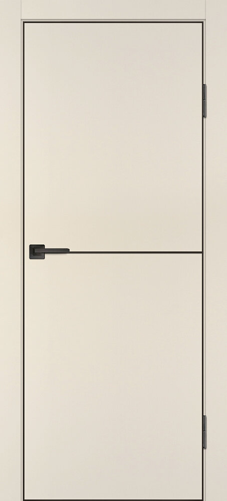 Дверь Profilo Porte P-19 NEW PET бежевый матовый черный молдинг РЕТ ABS черная кромка с 4-х ст врезка 200*90