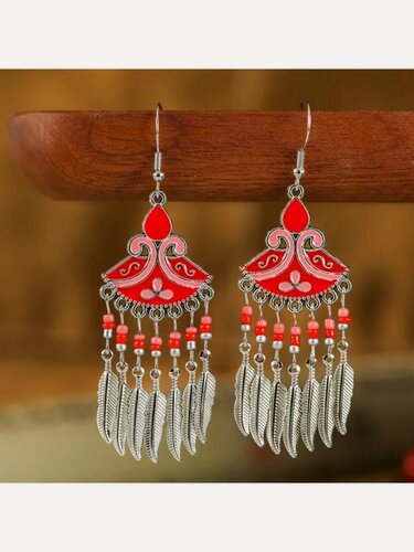 Изображение товара Серьги с подвесками, эмаль, бирюза синтетическая