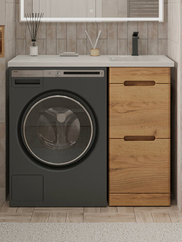 Изображение товара Тумба напольная SanStar Толедо 40 с раковиной Даллас 100 правый для ванной комнаты, Gold Craft