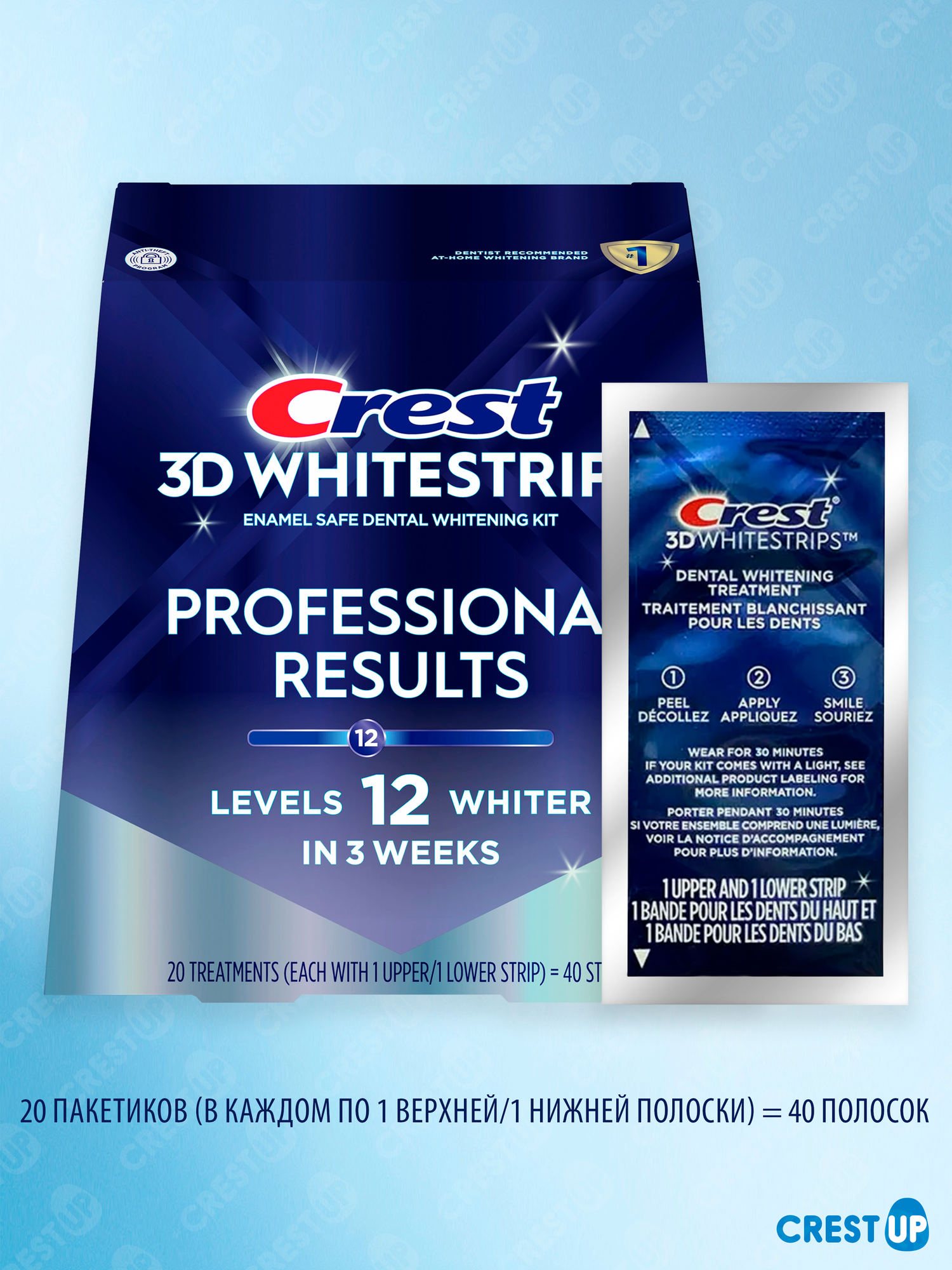 Изображение Отбеливающие полоски для зубов Crest 3D Whitestrips Professional Results (Professional White)