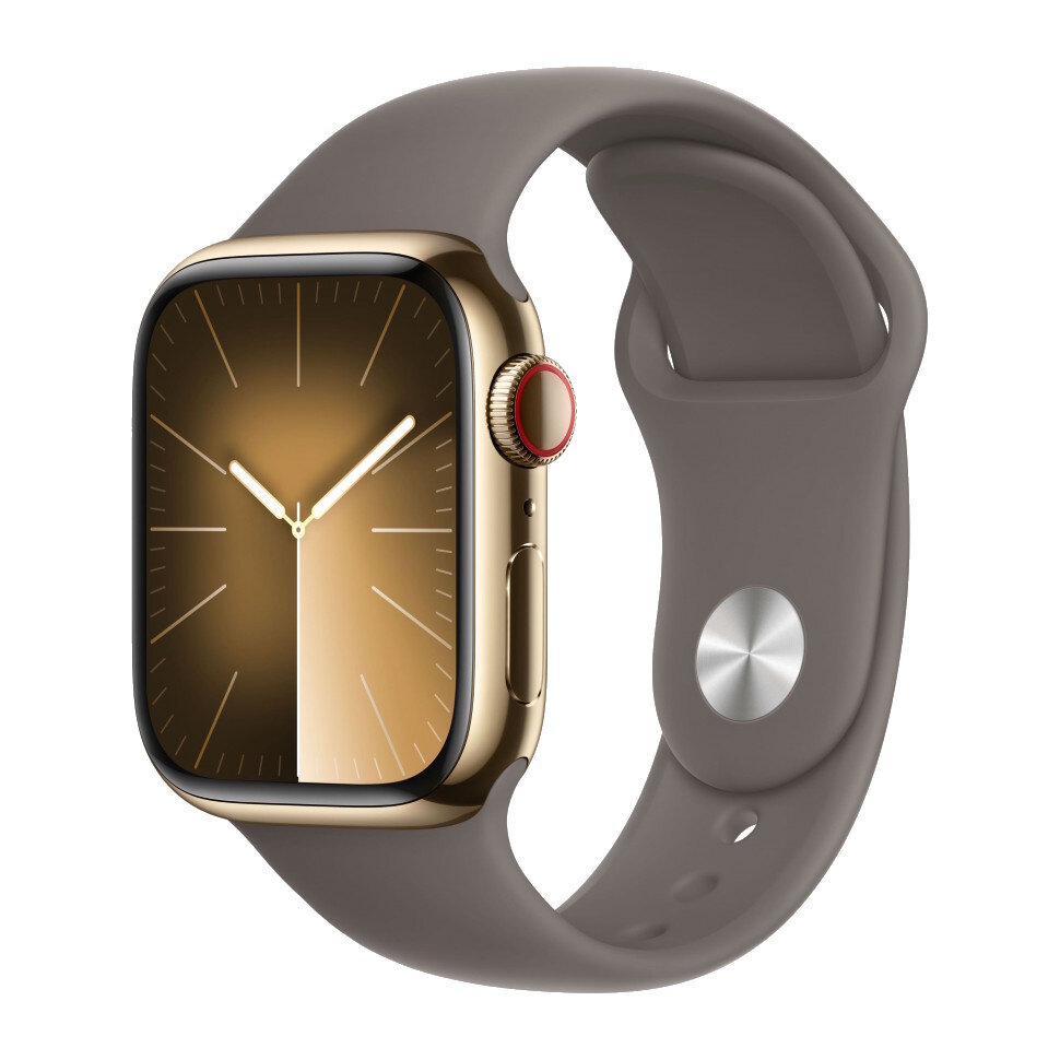 Apple Watch Series 9 41mm Gold Stainless Steel Case with Sport Band Clay M/L