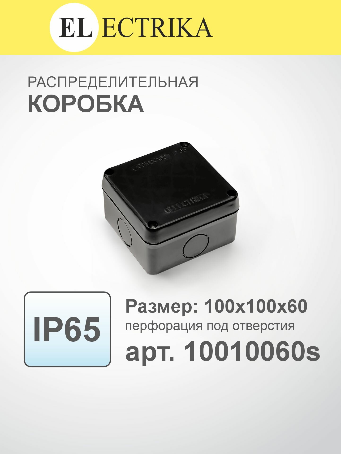 Коробка распределительная 100x100x60мм черный IP65 ELECTRIKA 10010060S
