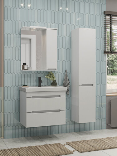 Изображение товара Тумба подвесная SanStar Адель 70 с раковиной Грейс 70 (комплект) для ванной комнаты, белая