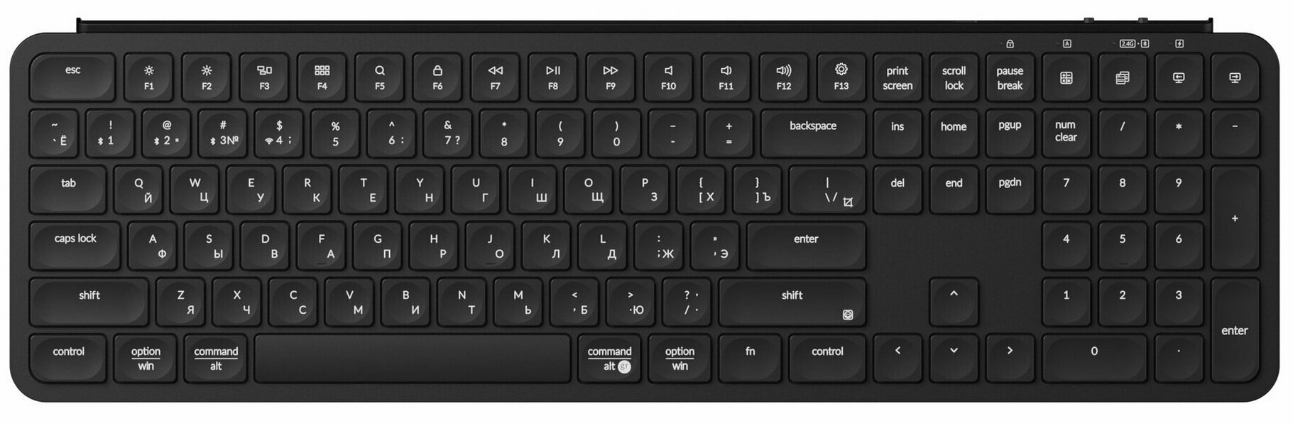 Беспроводная ультратонкая клавиатура Keychron B6 Pro, 109 клавиш, ножничные переключатели, цвет Deep Black