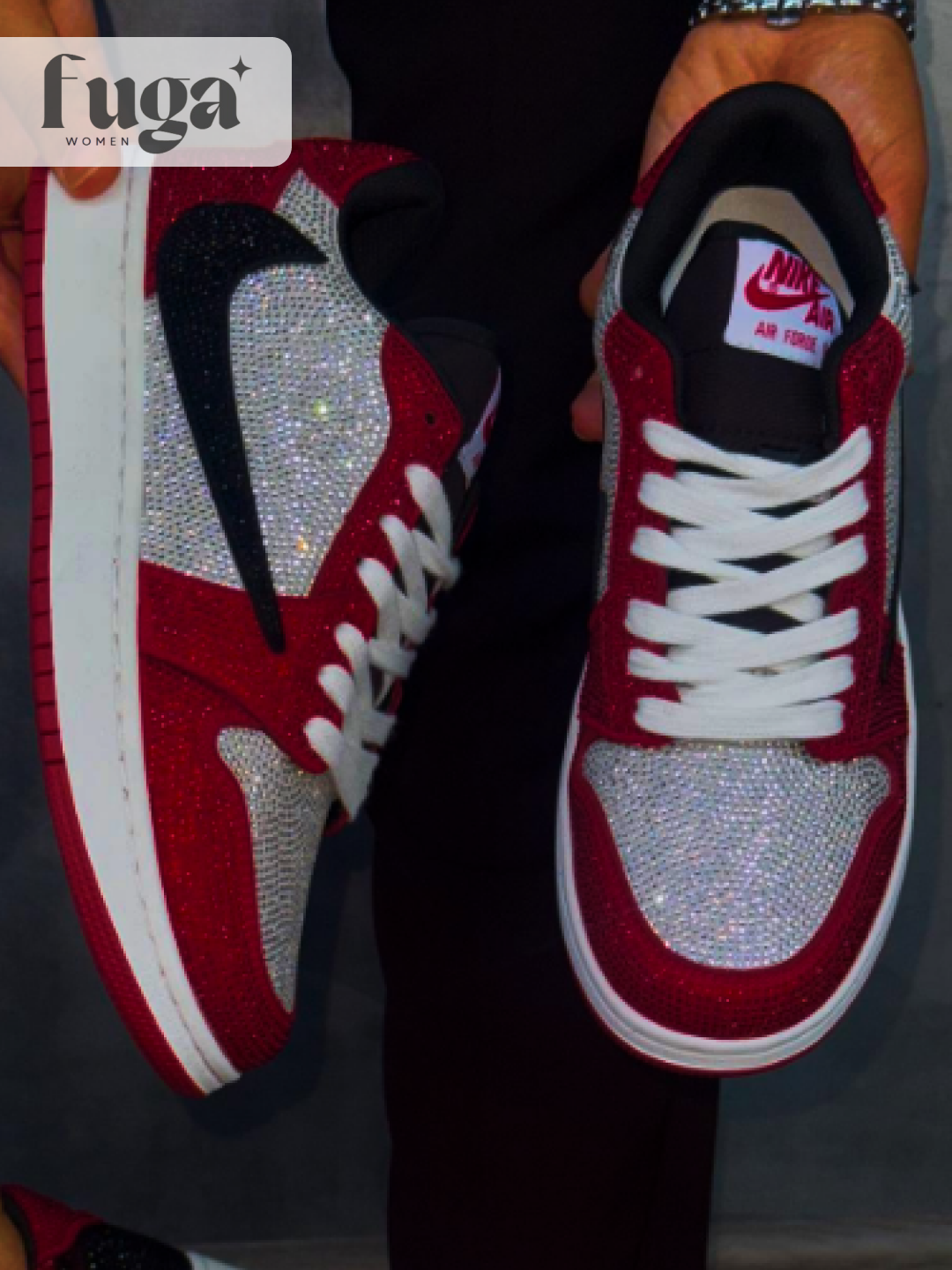 Кроссовки  Air Force 1, полнота M (US)/ на среднюю стопу, размер 36, Красный/Crimson Bliss/Aluminum/Черный — фото 1