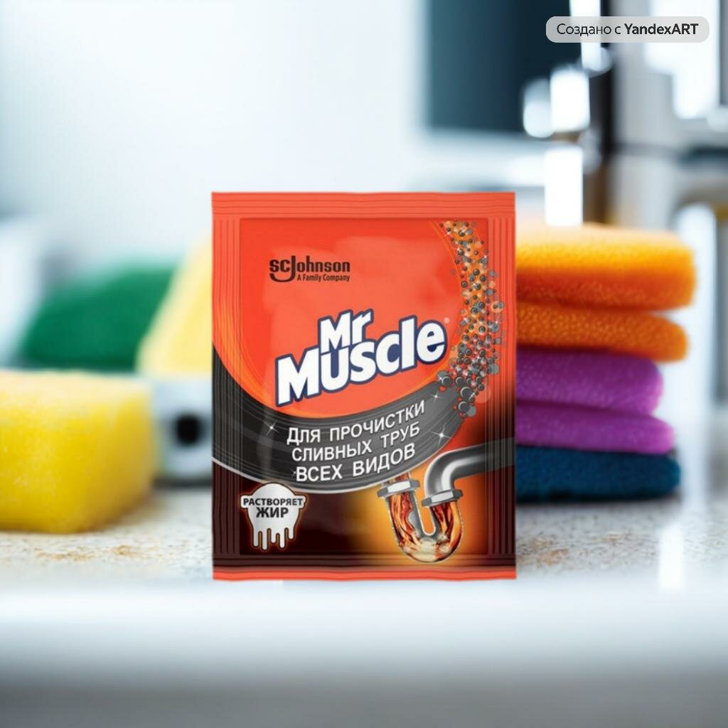 Гранулы Mr Muscle для прочистки всех видов сливных труб бесцветные 70г