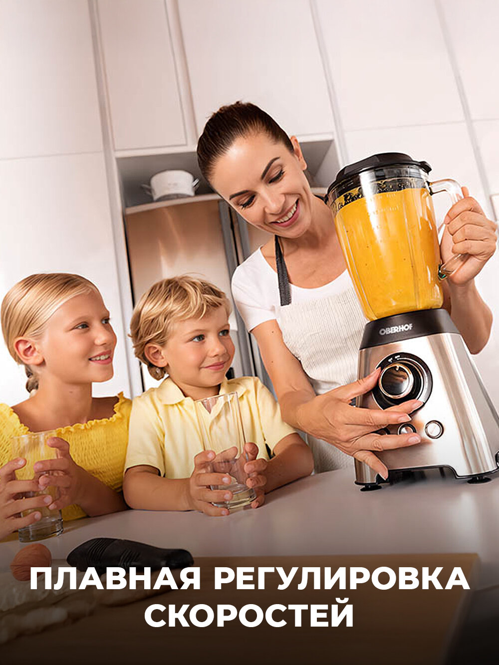 Стационарный блендер OBERHOF Wirbel E21 с плавной регулировкой скорости, 3 режима, чаша объемом 1.8 л — фото 1