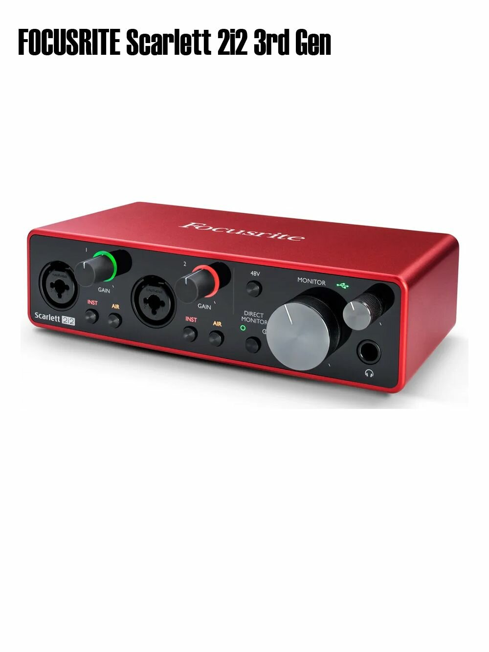 FOCUSRITE Scarlett 2i2 3rd Gen Аудиоинтерфейс для записи, написания песен, потокового вещания и подкастинга