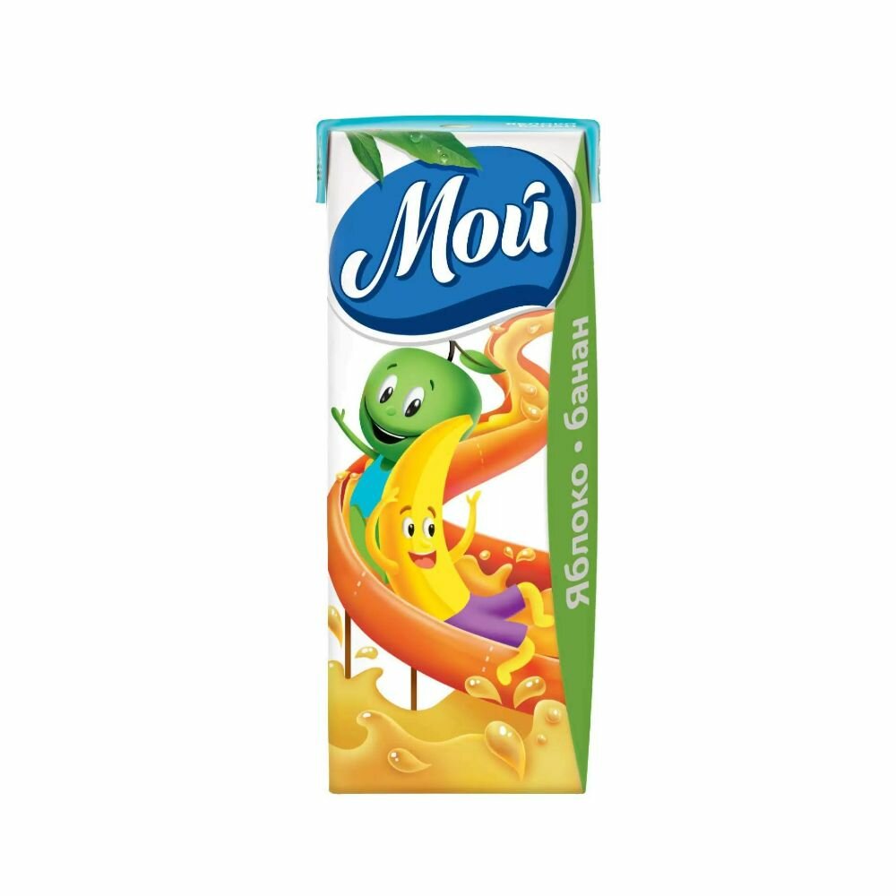 Картинки Мой Нектар Яблоко-банан с мякотью, 0.2 л, 27 штук в коробке